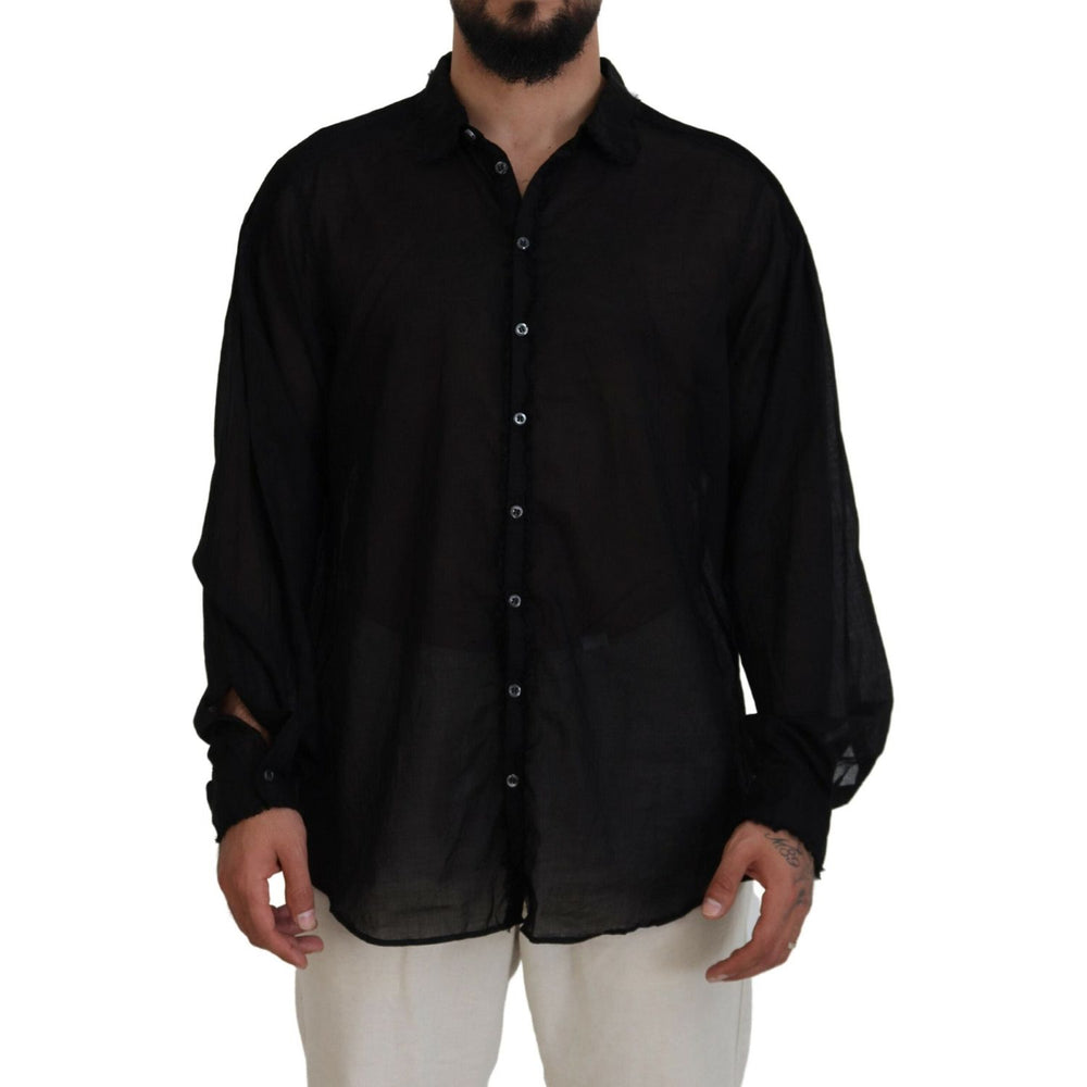 Dsquared² Black Cotton Collared Long Sleeves Formal Shirt TSH83555-48