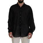 Dsquared² Black Cotton Collared Long Sleeves Formal Shirt TSH83555-48