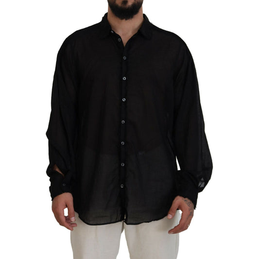 Dsquared² Black Cotton Collared Long Sleeves Formal Shirt TSH83555-48