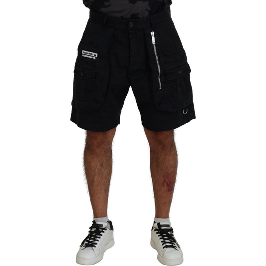 Dsquared² Black Cotton Cargo Boxer Above Knee Shorts PAN74464-48