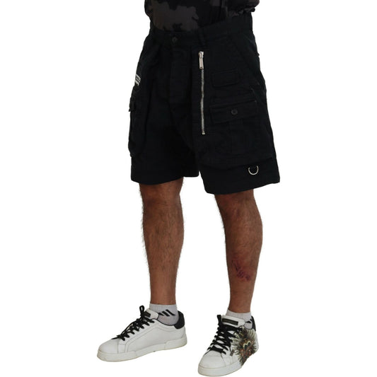 Dsquared² Black Cotton Cargo Boxer Above Knee Shorts PAN74464-48