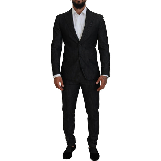 Dsquared² Black Cotton Single Breasted 2 Piece MIAMI Suit KOS2013-48