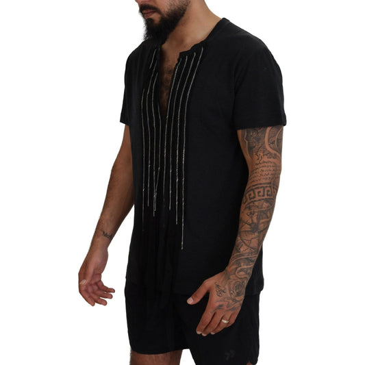 Dsquared² Black Chain Embellished Cotton Short Sleeve T-shirt THS83507-48