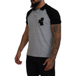 Dsquared² Gray Black Cotton Short Sleeves Collared T-shirt TSH83500-48