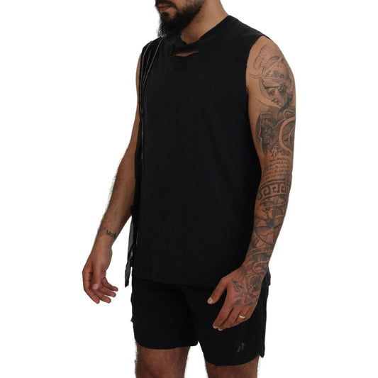 Dsquared² Black Chain Embellished Sleeveless Men Tank T-shirt TSH83517-48