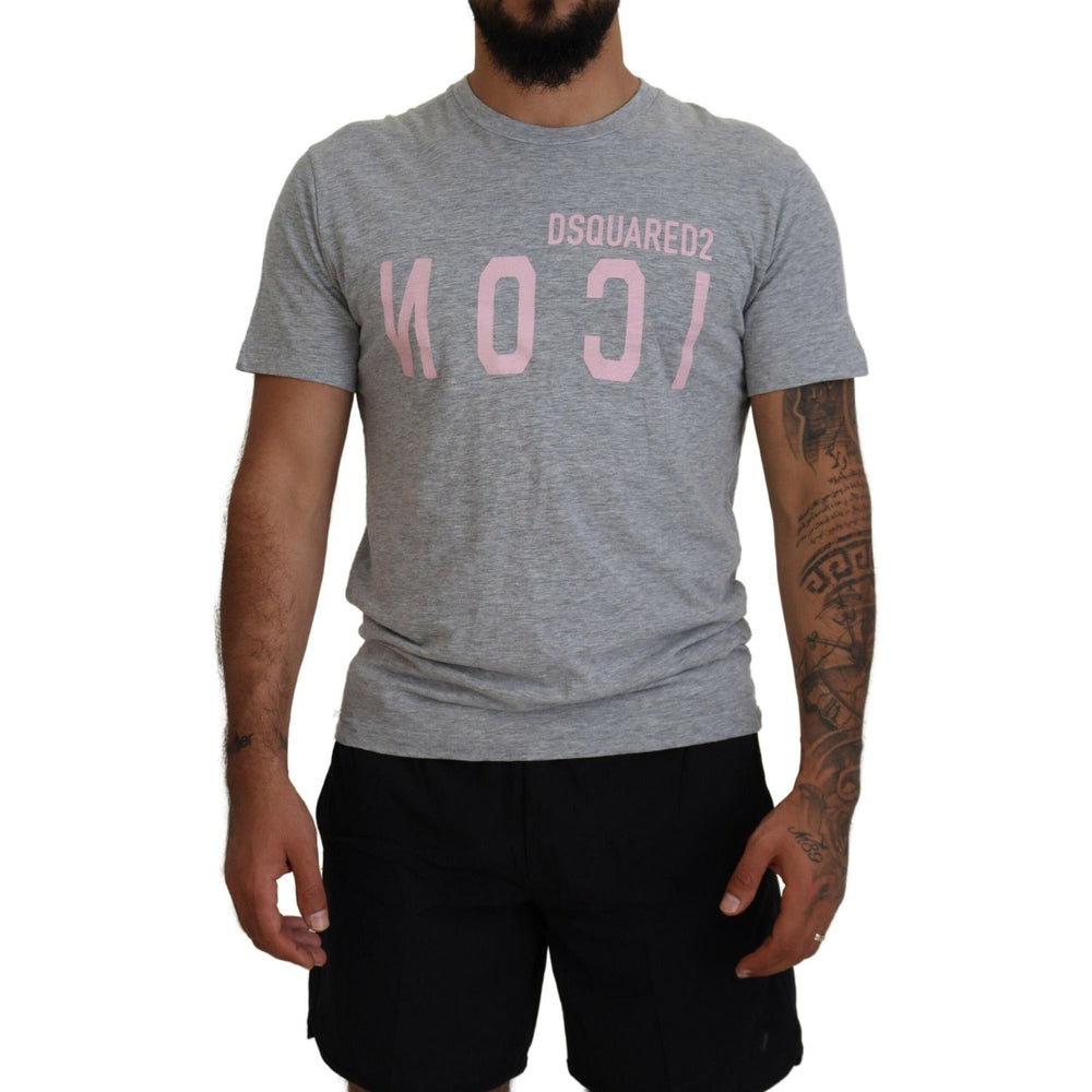 Dsquared² Gray Logo Cotton Short Sleeves Crewneck T-shirt TSH83519-48
