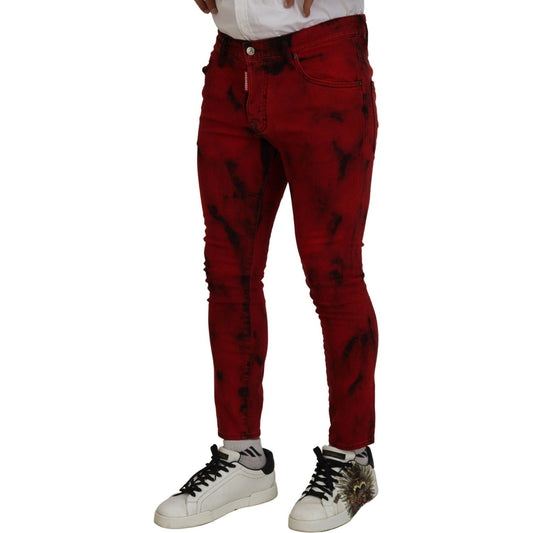 Dsquared² Red Cotton Tie Dye Skinny Casual Denim Jeans PAN74439-48