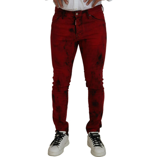 Dsquared² Red Cotton Tie Dye Skinny Casual Men Denim Jeans PAN74445-48