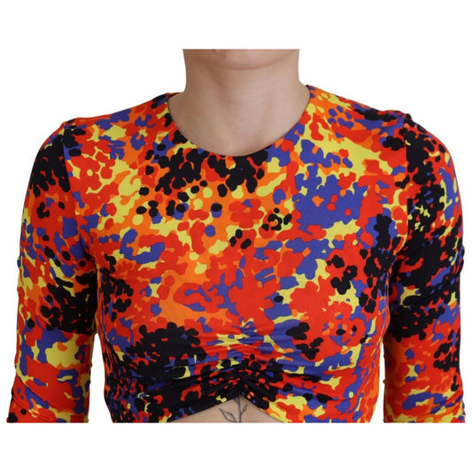 Dsquared² Multicolor Cami Long Sleeves Cropped Blouse Top TSH83375