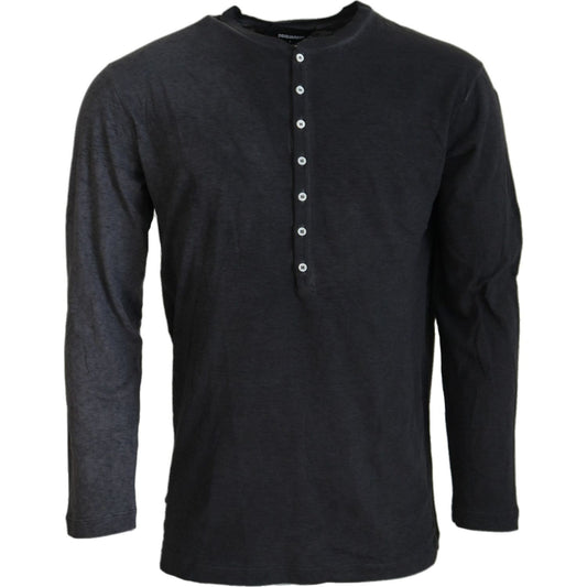 Dsquared² Black Cotton Linen Long Sleeves Pullover Sweater TSH3534-46