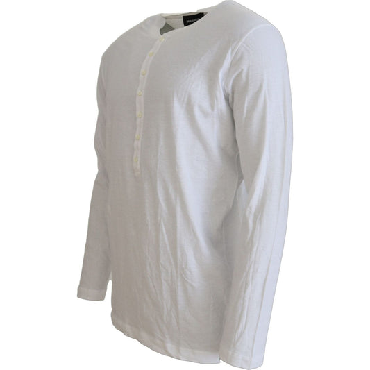 Dsquared² White Cotton Linen Long Sleeves Pullover Sweater TSH83202-50