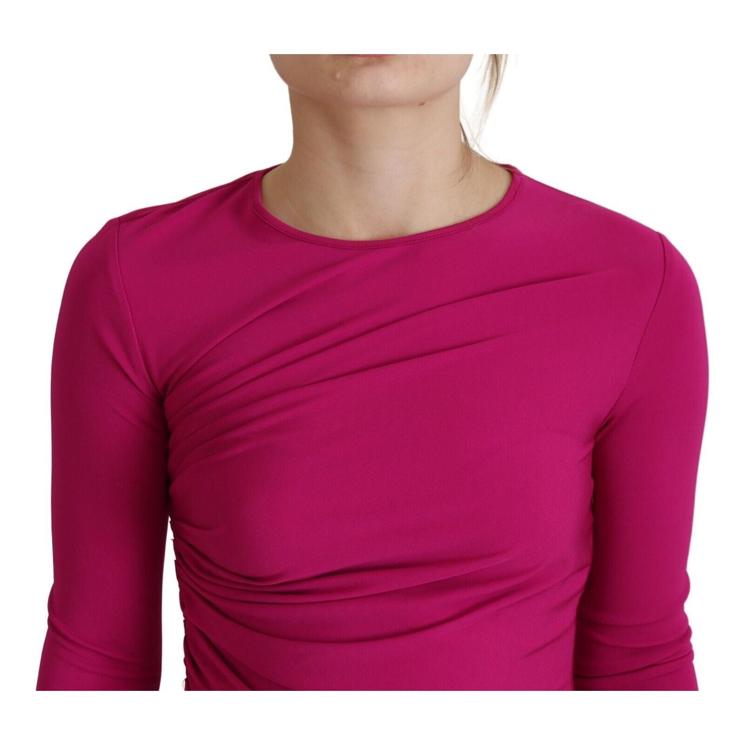 Dsquared² Fuchsia Viscose Long Sleeves Ruched Mini Dress