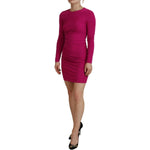 Dsquared² Fuchsia Viscose Long Sleeves Ruched Mini Dress Dsquared² Brown
