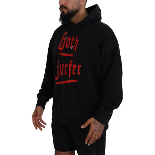 Dsquared² Black Cotton Hooded Printed Men Pullover Sweater TSH83479-48