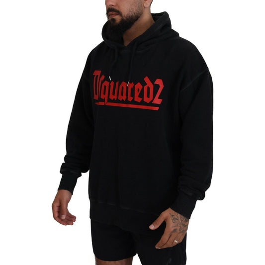 Dsquared² Black Cotton Hooded Printed Men Pullover Sweater TSH83480-48