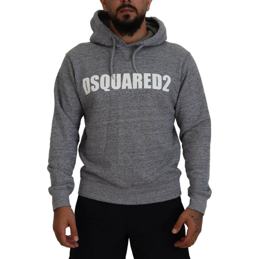 Dsquared² Gray Cotton Hooded Logo Print Men Pullover Sweater TSH83481-48
