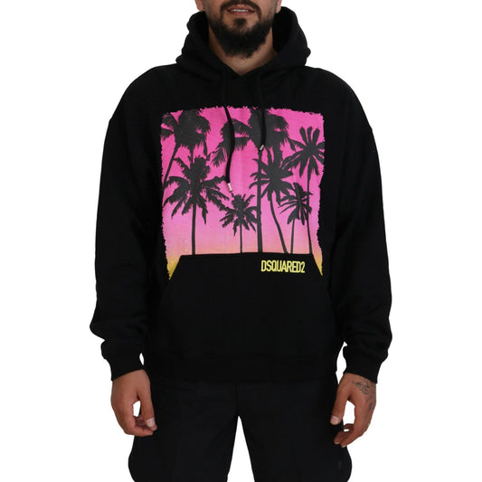 Dsquared² Black Cotton Hooded Printed Men Pullover Sweater TSH83482-48