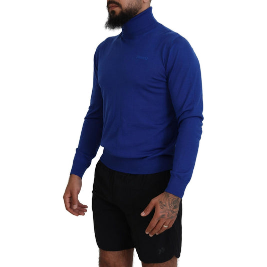 Dsquared² Blue Logo Print Long Sleeves Turtle Neck Sweater TSH83523-48