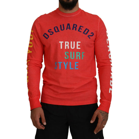 Dsquared² Orange Colorful Print Long Sleeves Top T-shirt TSH83525-48