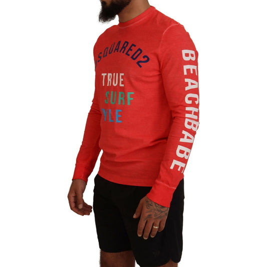 Dsquared² Orange Colorful Print Long Sleeves Top T-shirt TSH83525-48