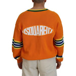 Dsquared² Orange Cotton Long Sleeves Men Cardigan Sweater Dsquared² Chocolate