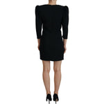Dsquared² Black Polyester Long Sleeves Bodycon Sheath Dress DR28836-38