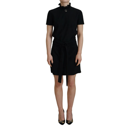 Dsquared² Black Polyester Short Sleeves Sheath Mini Dress