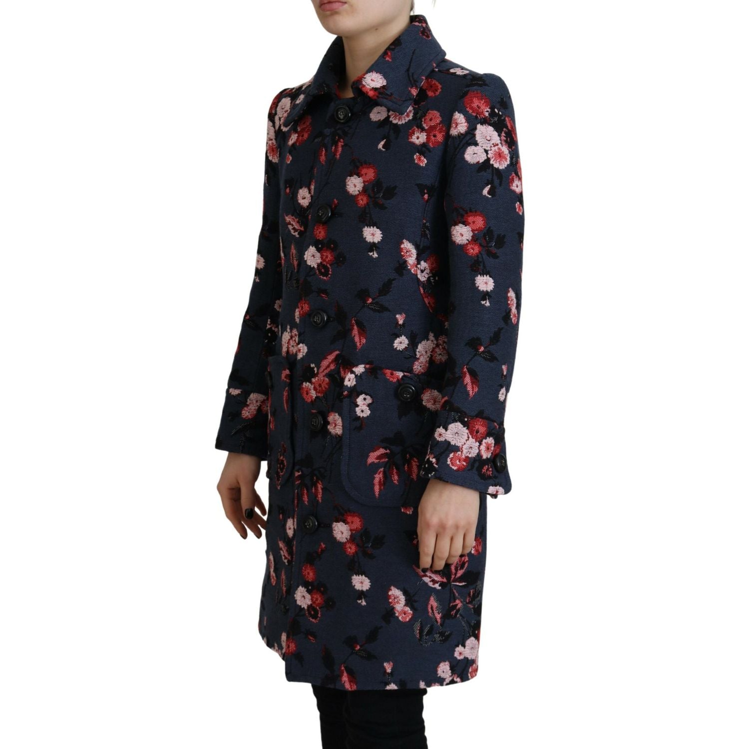 多色印花女式长款外套