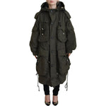 Dsquared² Green Hooded Full Zip Long Parka Coat Jacket JKT3531-38
