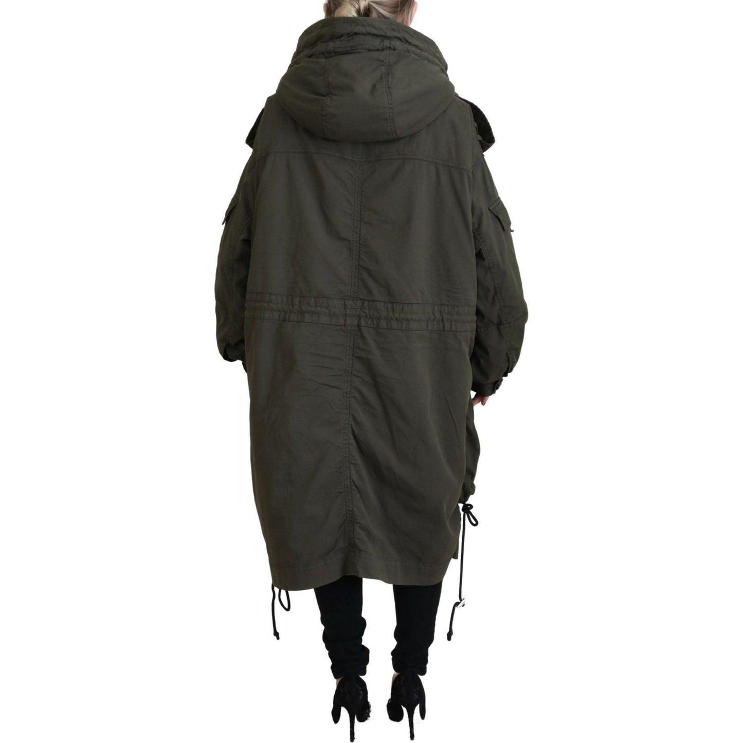 Dsquared² Green Hooded Full Zip Long Parka Coat Jacket JKT3531-38