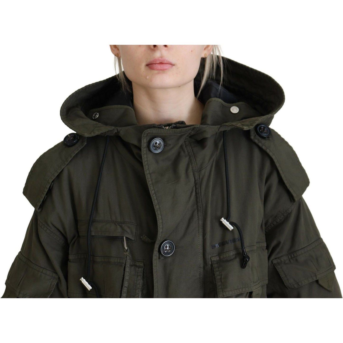 Dsquared² Green Hooded Full Zip Long Parka Coat Jacket JKT3531-38