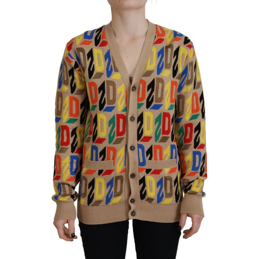 Dsquared² Brown Logo Long Sleeve Women Cardigan Sweater TSH83429-38