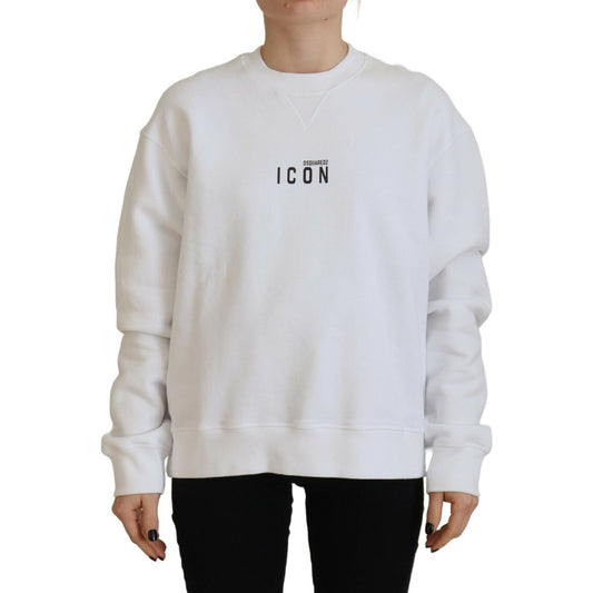 Dsquared² White Cotton Printed Long Sleeve Crew Neck Sweater TSH83437-38