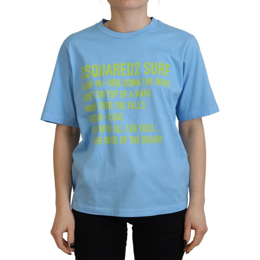 Dsquared² Blue Logo Print Cotton Crewneck Short Sleeve T-shirt TSH83387-38