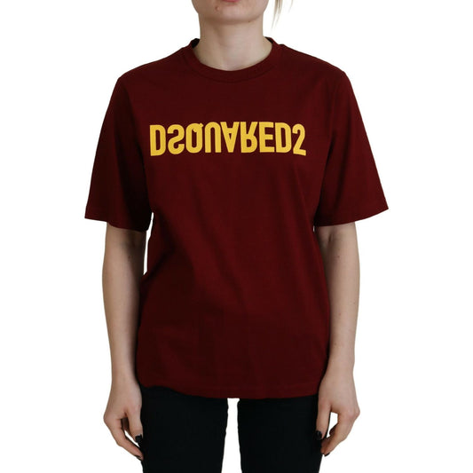 Dsquared² Maroon Logo Cotton Crewneck Short Sleeve Tee T-shirt TSH83403-38