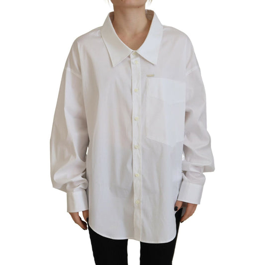 Dsquared² White Cotton Button Down Collared Dress Shirt Top TSH83431-38
