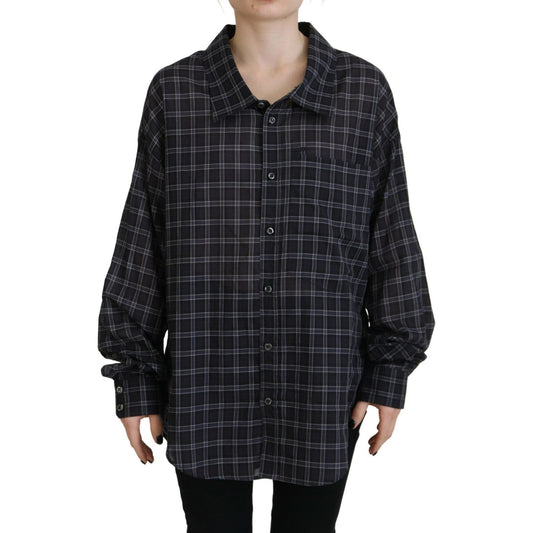 Dsquared² Black Checkered Collared Button Long Sleeves Shirt TSH83436-38