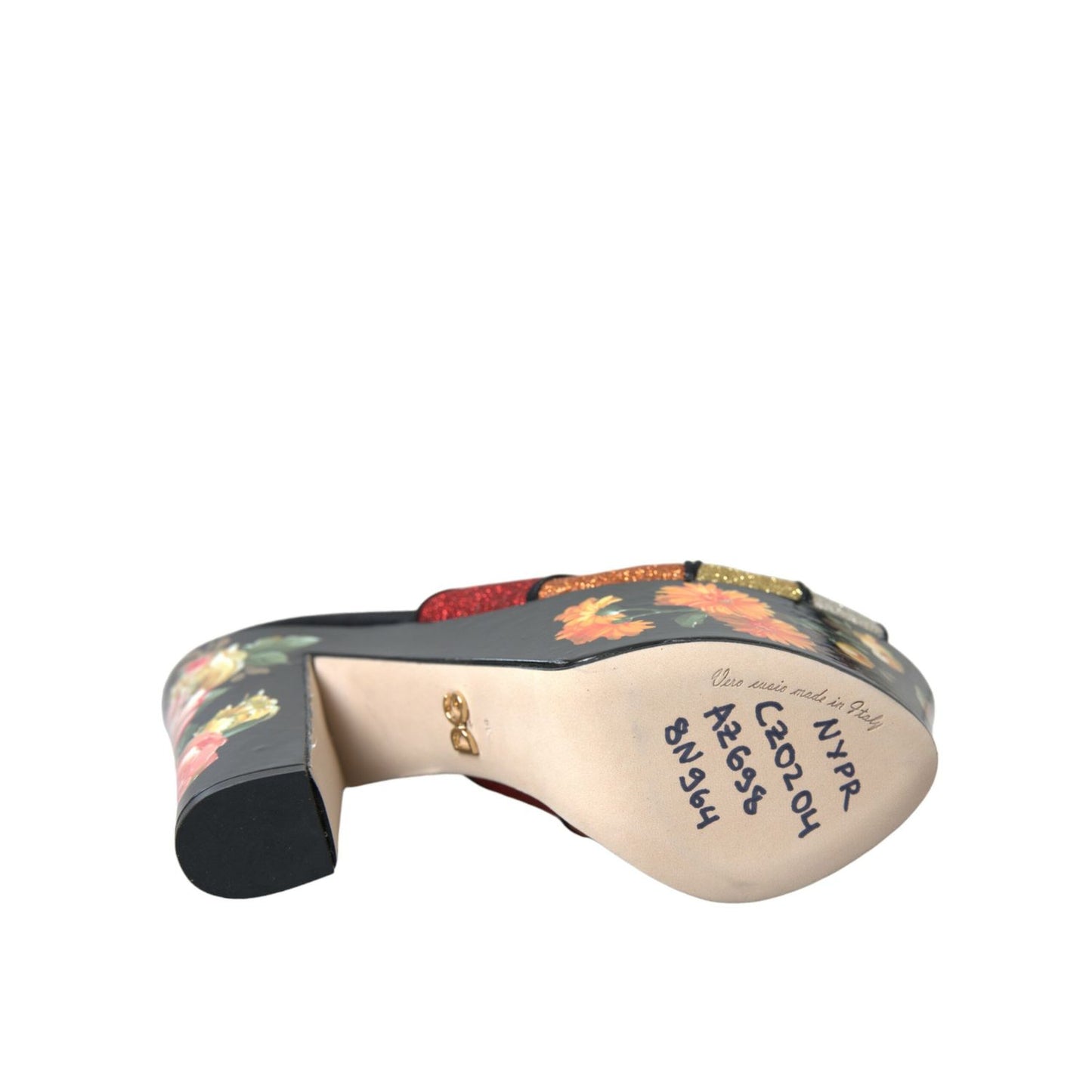 Dolce & Gabbana Multicolor Floral Crystal Platform Sandals Shoes