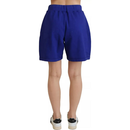 Dsquared² Blue Logo Cotton High Waist Sweatshorts Shorts PAN74532