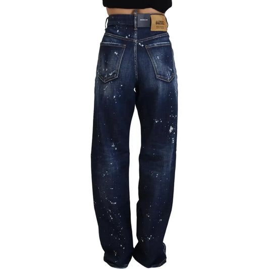 Dsquared² Blue High Waist Tattered Denim Jeans San Diego PAN74510