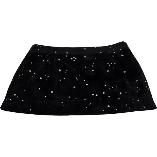 Dsquared² Black Embellished Mid Waist A-line Mini Skirt SKI1879