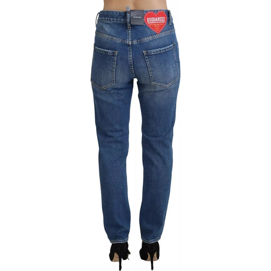 Dsquared² Cool Girl Blue Distressed Mid Waist Denim Jeans PAN74507
