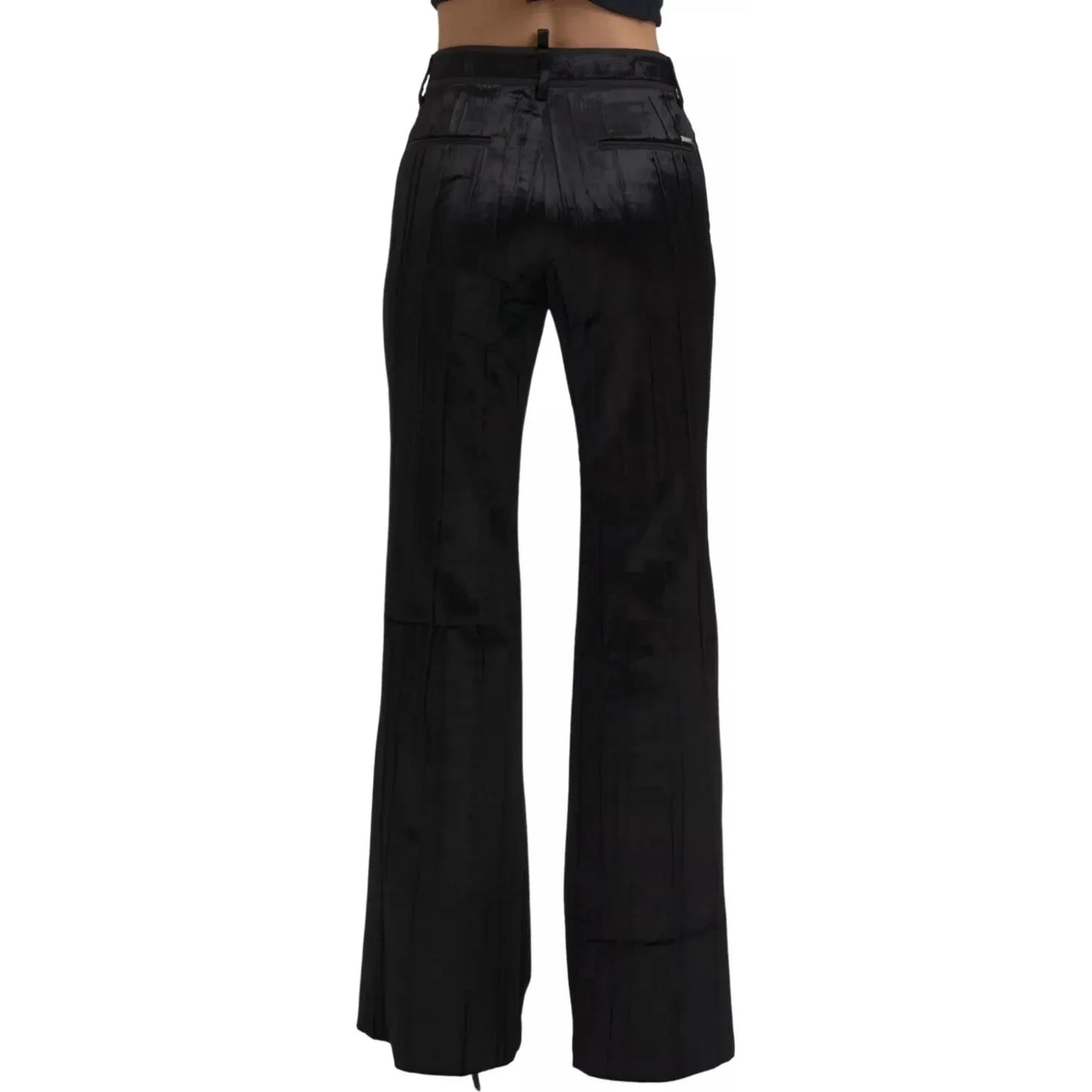 Dsquared² Black Viscose Super Flare High Waist Pants