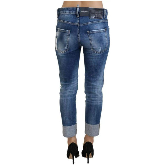 Dsquared² Blue Icon Low Waist Cropped Cool Girl Denim Jeans PAN74509-38