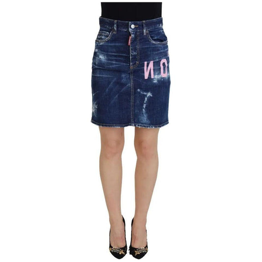 Dsquared² Blue Icon High Waist Denim Mini Boston Jean Skirt SKI1893-38