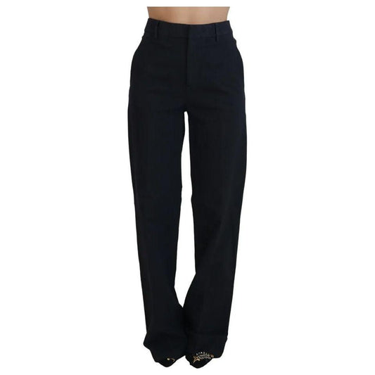 Dsquared² Black Checkered High Waist Straight Pants PAN74502-38