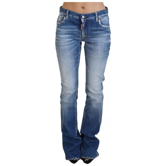 Dsquared² Blue Washed Cotton Mid Waist Flared Denim Jeans PAN74511-38