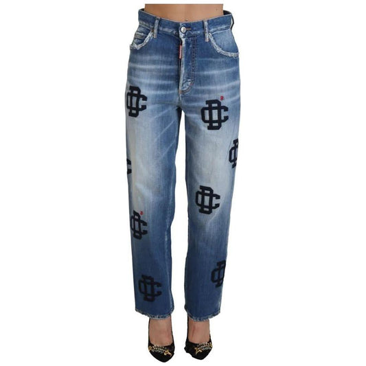 Dsquared² Blue Washed High Waist Straight Denim Boston Jeans PAN74505-38