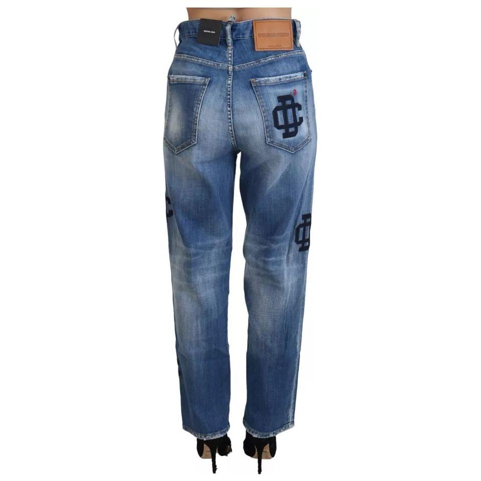 Dsquared² Blue Washed High Waist Straight Denim Boston Jeans PAN74505-38