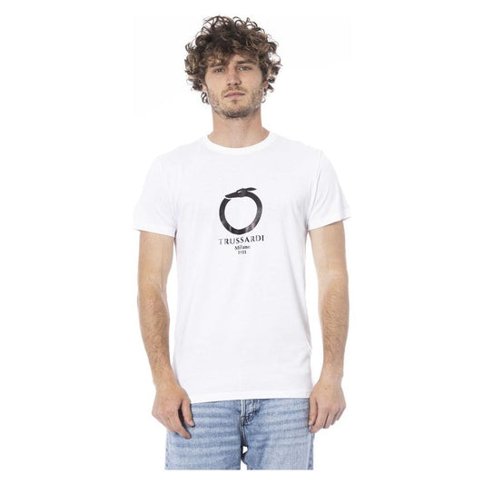 Trussardi Beachwear White Cotton T-Shirt TR-24321-M-FBB-186